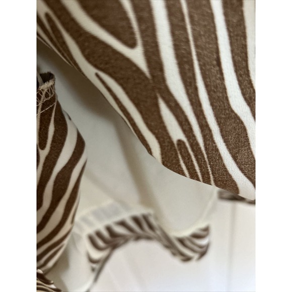 ACOA Zebra brown beige Satin Rouched Slip Dress Size Medium open at side lined - Picture 9 of 12